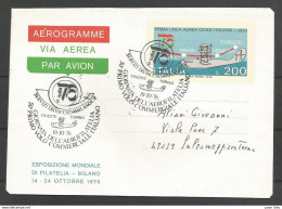 Aérophilatélie - Italie - Aérogramme 19/10/76 - 1er Vol Trieste-Venezia-Pavia-Torino - Milano-Salsomaggiore Terme - 1971-80: Storia Postale