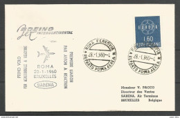 Italie - Lettre Du 28/01/1960 - 1er Vol Roma-Bruxelles - Sabena - Boeing - Europa - - 1946-60: Marcofilie