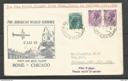 Italie - Lettre Du 08/06/57 - 1er Vol Pan Am Rome-Chicago - - 1946-60: Marcophilie