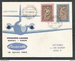 Aérophilatélie - Italie - Lettre 13/04/63 - Air France 1er Vol Caravelle Napoli-Paris - 1961-70: Marcophilie