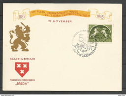 Pays-Bas - Carte 1943 - Postzegelvereeniging - Timbre Perforé PZV 50 - Poststempel