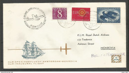 Aérophilatélie - Pays-Bas - Lettre 1960 - KLM Amsterdam-Casablanca-Las Palmas-Conacry-Monrovia - Correo Aéreo