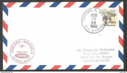 Aérophilatélie - USA -  Lettre 15/08/80 - Chicago-Bruxelles - 1er Vol Sabena - 3c. 1961-... Brieven