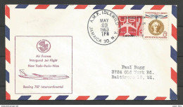 Aérophilatélie - USA - Lettre 23/05/63 - New York - 1er Vol Air France New York-Paris-Nice - Boeing 707 Intercontinental - 3c. 1961-... Storia Postale