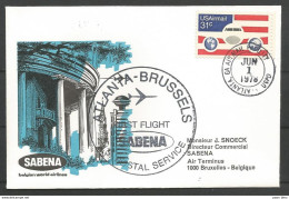 Aérophilatélie - USA -  Lettre 01/06/78 - Atlanta-Bruxelles - 1er Vol Sabena - 3c. 1961-... Covers