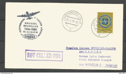 Aérophilatélie - Carte 1959 - Luxembourg - 1er Vol Sabena Bruxelles/Glasgow - Cartas & Documentos