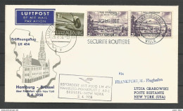 Aérophilatélie - 1958 - Luxembourg - 1er Vol Lufthansa Hamburg/Frankfurt/Brüssel/New York - Luftpost - Sécurité Routière - Covers & Documents