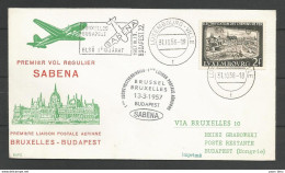 Aérophilatélie - Lettre 1956-1957 - Luxembourg - Sabena 1er Vol Bruxelles/Budapest - Legipost - Lettres & Documents