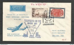 Aérophilatélie - Lettre 1955 - Luxembourg - Vienne/Wien - Munich/Muenchen - New-York - PanAm DC6B - Lettres & Documents