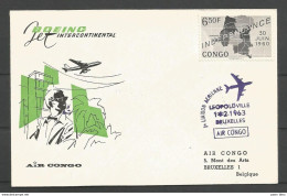 Aérophilatélie - Lettre Congo - 14-02-63 - Air Congo - Léopoldville-Bruxelles - Boeing - Autres & Non Classés