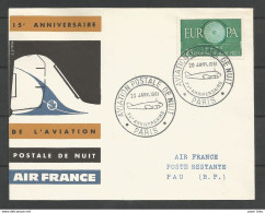 France - Aérophilatélie - Lettre 20/01/59 Cachet Aviation Postale De Nuit - 1960-.... Cartas & Documentos