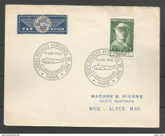 France - Aérophilatélie - Lettre 19/06/56 Vers Nice + Cachet Lignes Postales Aériennes De Nuit - 1960-.... Storia Postale