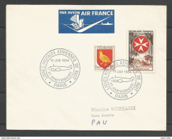 France - Aérophilatélie - Lettre 19/06/56 Vers Pau + Cachet Lignes Postales Aériennes De Nuit - 1960-.... Covers & Documents