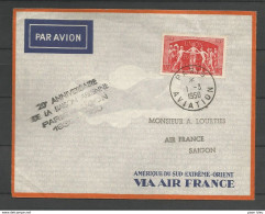 France - Aérophilatélie - Lettre Du 01/03/50 + Cachet Paris-Saïgon 20e Anniversaire - 1960-.... Lettres & Documents