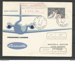 France - Aérophilatélie - Air France Caravelle Nice-Bruxelles 03/04/1964 - 1403 Philatec - 1960-.... Storia Postale