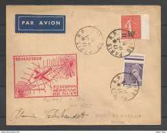 France - Aérophilatélie - Lettre Du 10/05/39 + Cachet 1ère Liaison De Nuit Paris-Pau-Bordeaux-Mont De Marsan - 1960-.... Cartas & Documentos