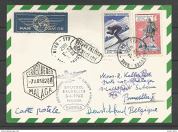 France - Aérophilatélie - Sabena Bruxelles-Malaga 06/04/1962 - Strasbourg 26/03/1962 - 1326 Chamonix 1332 Messager - 1960-.... Covers & Documents