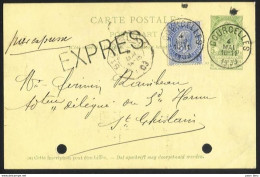 Belgique - Carte En Expres N°60 Obl. COURCELLES + Cachet Télégraphique St GHISLAIN + Charbonnages Grand-Conty & Spinois - 1893-1900 Fijne Baard