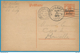 Belgique - Carte Postale OC28 - Obl. De Liège (cachet Allemand LUTTICH-LIEGE) Vers Boncelles (OUGREE 9/8/1918) - Other & Unclassified