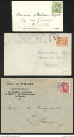 Belgique - Obl.fortune 1919 - Obl. Type électoral NIVELLES Sur 1 Carte Et 2 Lettres - Noodstempels (1919)