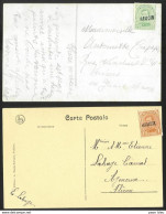 Belgique - Obl. Griffe Linéaire HAMOIR Sur N°135 Et 137 Sur Carte Postale - Langstempel