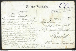 Belgique - Obl.fortune 1919 - Obl. Linéaire ELLEZELLES + Cachet à Date Artisanal 21 Février 1919 Sur Carte Vers Paris - Altri & Non Classificati