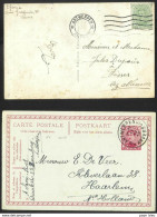 Belgique - Obl.fortune 1919 - Sur Carte Antwerpen  6 - Centre Vide + Sur Carte Antwerpen 9A - Noodstempels (1919)