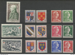 France - Entre N° 937 Et 1011C - 15 Timbres **,* - Croix-Rouge - Armoiries - Lavalette - Marianne De Muller - Ungebraucht