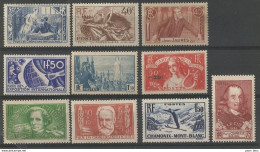 France - Entre N° 307 Et 335 - 10 Timbres * - Chomeurs - Marseillaise - Berlioz - Hugo - Corneille - Chamonix - Ungebraucht