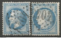 France - Napoleon III Et/ou Cérès - Oblitération Sur N°29A+60A - GC 4043 TULLINS (Isère) - 1863-1870 Napoleon III Gelauwerd