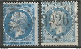 France - Napoleon III Et/ou Cérès - Oblitération Sur N°22+29B - GC 3926 THANN (Haut-Rhin) - 1863-1870 Napoléon III Con Laureles