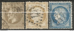 France - Napoleon III Et/ou Cérès - Oblitération Sur N° 30, 55 Et 60C - GC 347 LES BATIGNOLLES (Seine) - 1871-1875 Ceres
