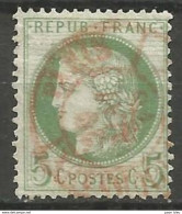 France - Cérès - N°53 Oblitéré - Cachet à Date Des Imprimés (rouge) - 1871-1875 Ceres