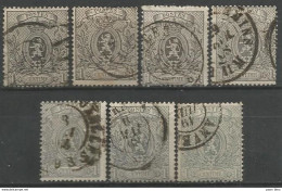 Belgique - "Emission Petit Lion" N°23A - Collection De 7 Timbres - Palette De Couleurs (gris, Pâle, Bleuté Ou Verdâtre?) - 1866-1867 Blasón