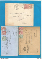 France - Affranchissements Mixtes 3 Lettres - Type Mouchon + Blanc Et Type Mouchon + Semeuse - 1900-02 Mouchon