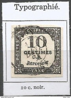 France - Timbres Taxe - N°2  10c. Noir Oblitéré LYON - 1859-1959 Usati