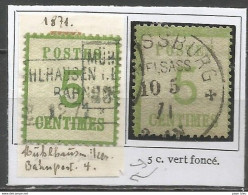 France - Alsace-Lorraine - N°4 Et 4a  5c. Vert-jaune Et Vert Foncé - Obl. Strassburg Et Mühlhausen Bahnpost - Andere & Zonder Classificatie