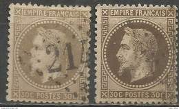 France - Napoléon III Lauré - N° 30 Brun + 30b Brun Noir - 1863-1870 Napoléon III Lauré