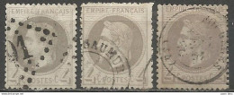 France - Napoléon III Lauré - N° 25 Gris + 25a Gris Jaunâtre + 25b Gris Lilas - 1863-1870 Napoléon III. Laure