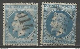 France - Napoléon III Lauré - N° 29B Bleu + 29Ba Bleu Foncé - 1863-1870 Napoléon III Con Laureles