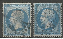 France - Napoléon III - N° 22 Bleu Et Bleu Foncé - 1862 Napoleon III