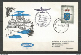 BRUXELLES-HANNOVRE - Sabena 5/4/1963 - Timbres Belgique (Gilde St Michel) - Vliegtuigen