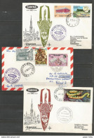 BRUXELLES-CONAKRY 7/8-11-69 - Sabena - Timbres Belgique Annevoie, Europa + Guinée Serpent + Turks & Caicos - Vliegtuigen