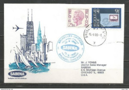 BRUXELLES-CHICAGO 15-8-1980 - Sabena - Timbres Belgique Baudouin Type Elström + Journée Du Timbre - Avions