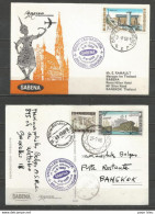 BRUXELLES-BANGKOK 3-8-69 - Sabena - Timbres Belgique Ronquières, Zeekanaal Gent, Bouillon - Airplanes