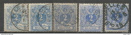 Belgique - Lion Couché - N°27 Obl. - 5 Nuances De Couleur - 1869-1888 León Acostado