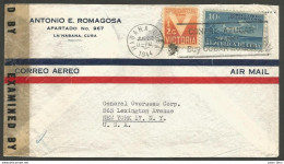 Cuba - 1 Lettre Correo Aereo - Vers USA New-York Avec Bandelette Censure - Airmail