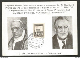 Vatican - Audience 27/02/1940 - Pape Pie XII - Myron Taylor Représentant Franklin D. Roosevelt - - Cartas & Documentos