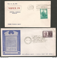 India - Inde - Vipex 71 Central Museum Nagpur - Indo-American Society Stamp Exhibition Bombay 4.7.71 - Cartas & Documentos
