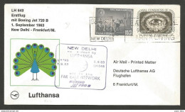 Aérophilatélie - Lufthansa - New Delhi - FranKfurt 1.9.63 - Ophtalmologie - - Poste Aérienne